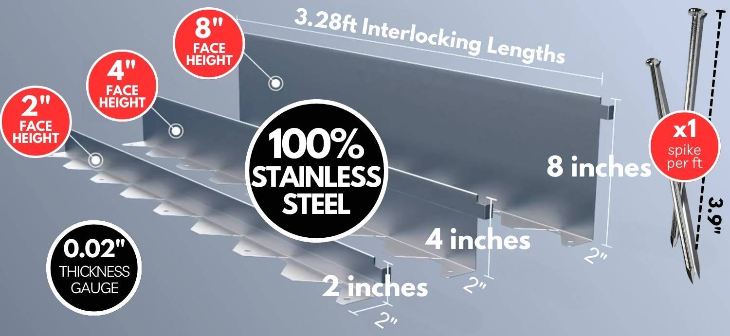 professional stainless steel landscape edging kit